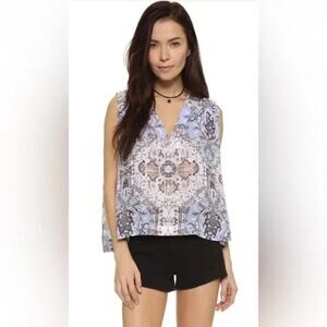 Free People Darcy Blue Tank Top XS Boho Festival y2k revival west coast indie